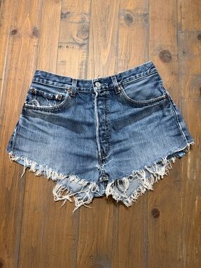 Levi's Distressed Cutoff Denim Shorts - Blue